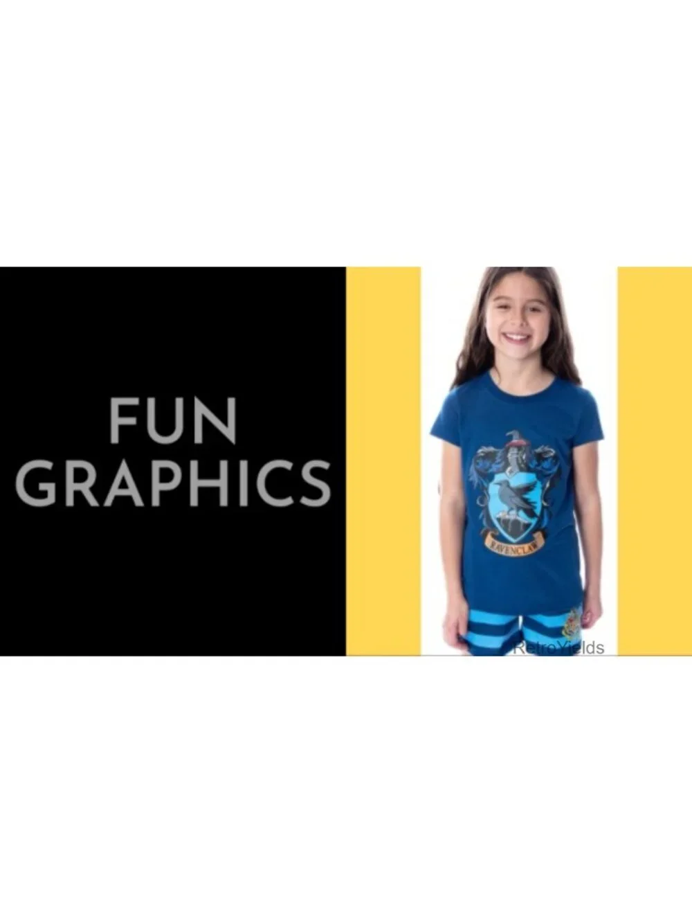 Harry Potter Girls Pajama Set Hogwarts Castle Sleepwear Short Sleeve Shirt &